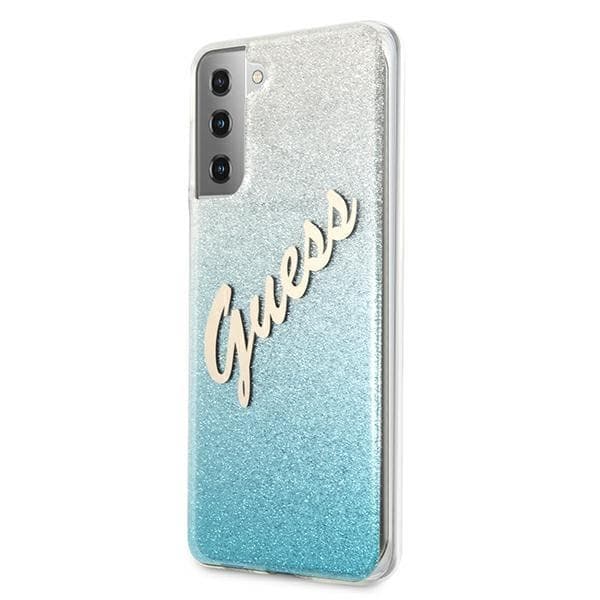 Guess Skal Galaxy S21 Plus Glitter Gradient Script - Blå Blue