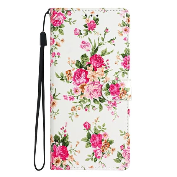 Samsung Galaxy S26 Edge Plånboksfodral Konstläder Ställ Röda Blommor