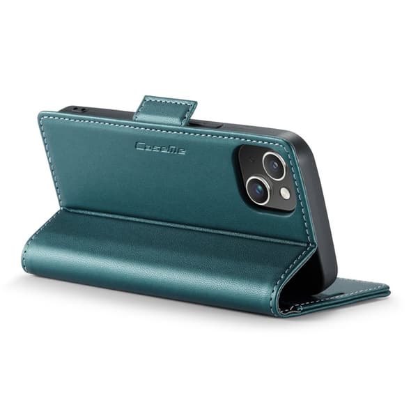 CASEME iPhone 14 Plånboksfodral Konstläder RFID-Skydd 3 Kort Grön