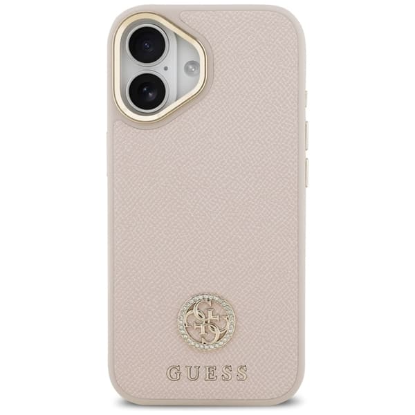 Guess Mobilskal till iPhone 17 Magsafe Grained Strass Logo - Rosa Rosa
