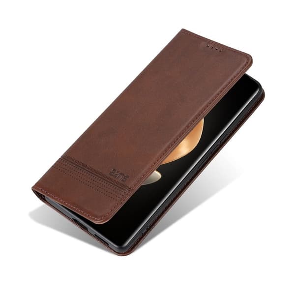 AZNS Samsung Galaxy S25 Edge Plånboksfodral Konstläder - Brun