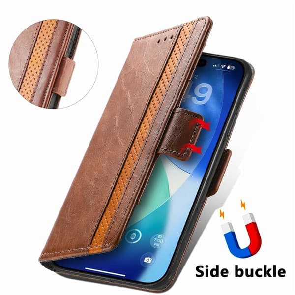 CASENEO iPhone Air Plånboksfodral Konstläder Ställ med RFID - Brun