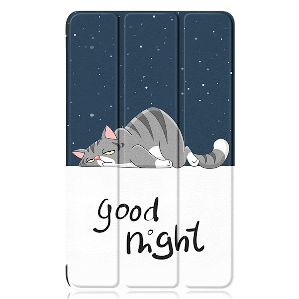 Galaxy Tab A9 Fodral Pattern Printing Tri-fold Konstläder Katt