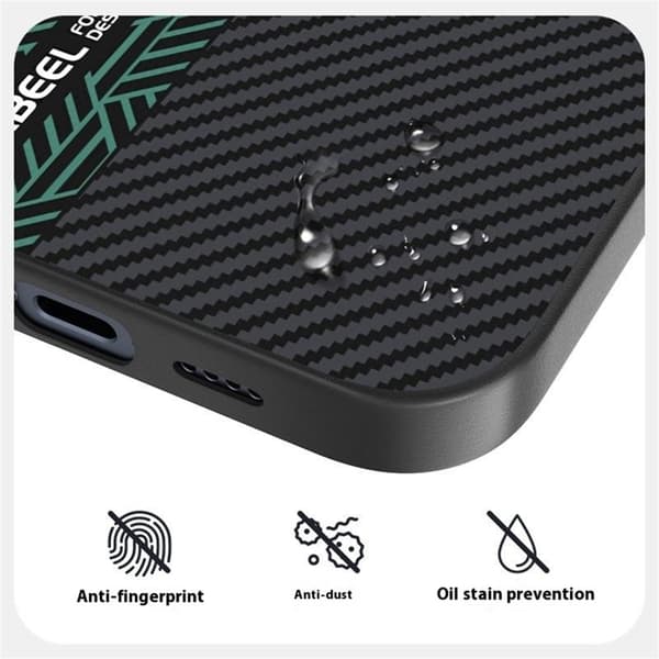 ABEEL Mobilskal till iPhone 15 Pro Max PC TPU Aluminium Läder - Textur 2