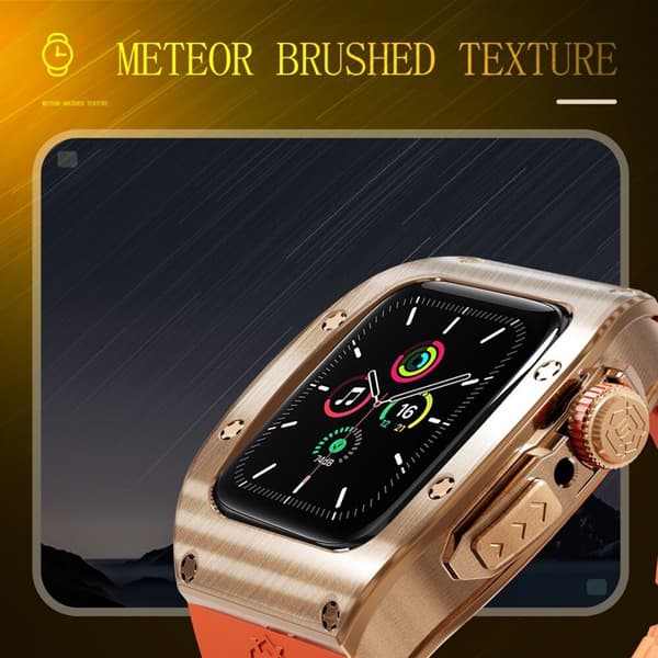 SHELLBOX Apple Watch 44mm Armband Silikon Metal - Orange/Rosa Orange
