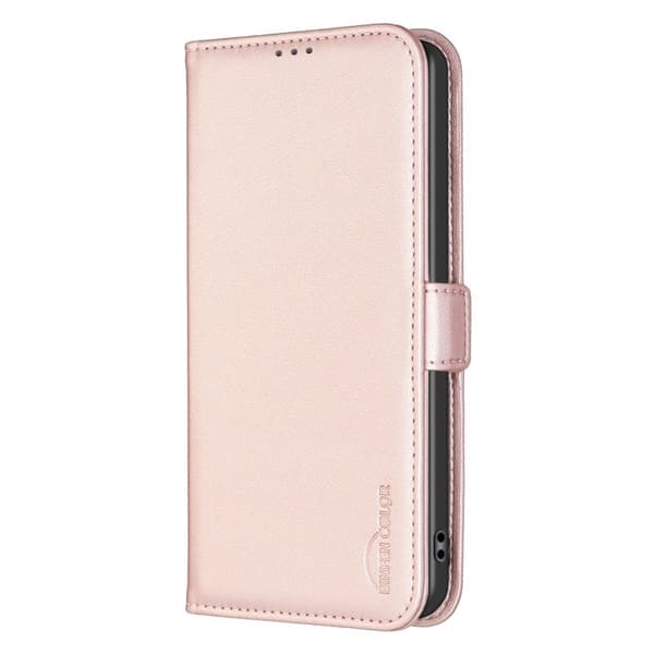 BINFEN COLOR BF31 iPhone 16 Pro Plånboksfodral Konstläder - Rosa