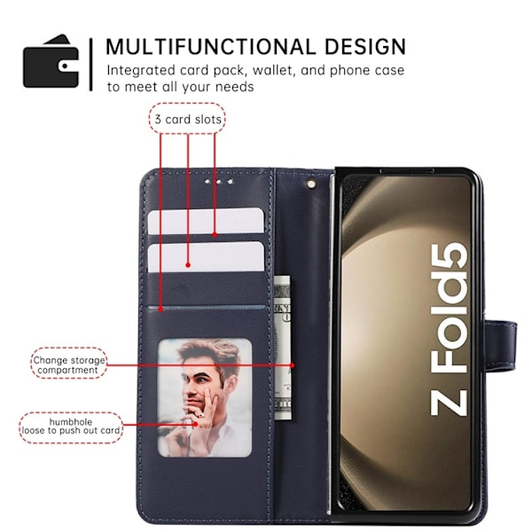 Galaxy Z Fold 7 Plånboksfodral 3D Rhombus Grid Imprinted - Blå Blå