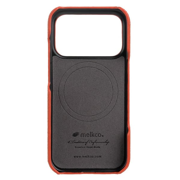MELKCO Mobilskal till iPhone 17 Pro Max Äkta Läder PC Orange