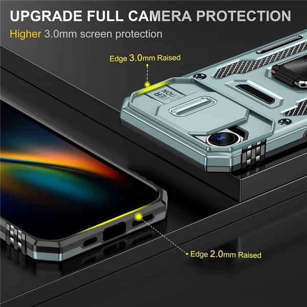 Mobilskal till iPhone 16e Kickstand Slide Lens Lid - Grön Grön