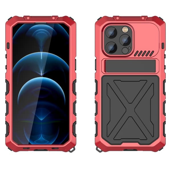 R-JUST Mobilskal till iPhone 14 Pro Max i Silikon + Metall - Röd