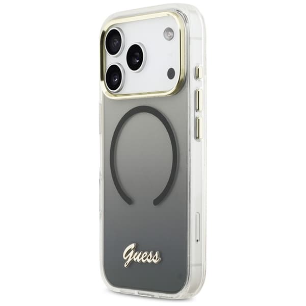 Guess Mobilskal Til iPhone 17 Pro Max MagSafe IML Gradient Script Metal - Sort Svart
