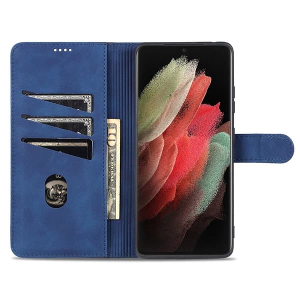 AZNS Design Plånboksfodral Konstläder för Samsung Galaxy S21 Ultra - Röd