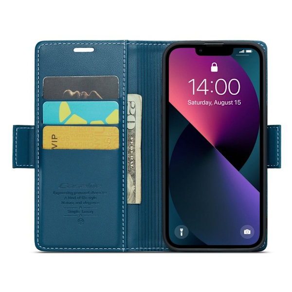CASEME Plånboksfodral Konstläder till iPhone 14 Plus - Blå