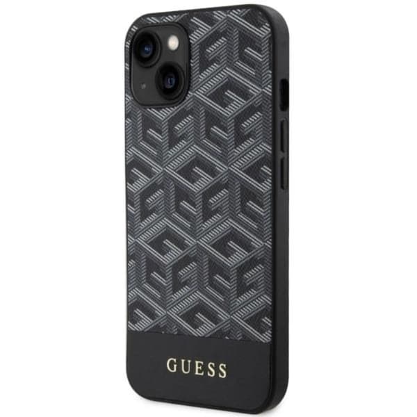 Guess iPhone 14 Plus Mobilskal MagSafe GCube Stripes - Sort Black