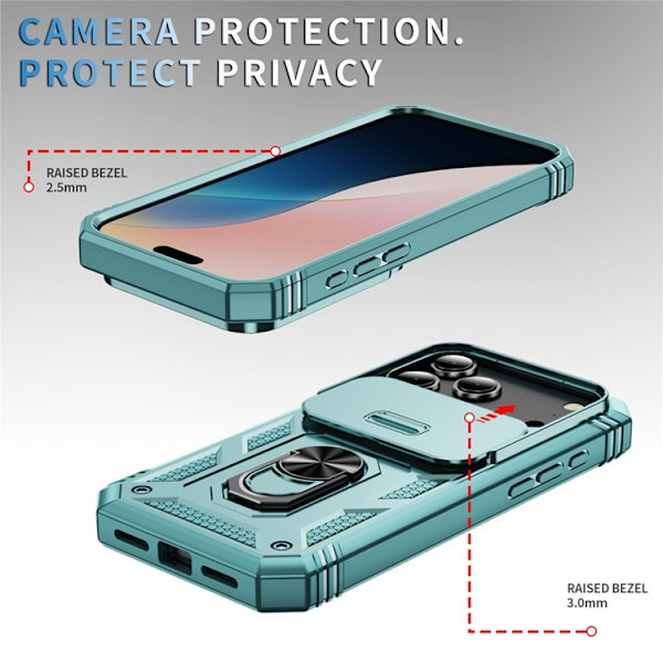 Mobilskal till iPhone 17 Pro Max Slide Camshield Kickstand - Grön Grön