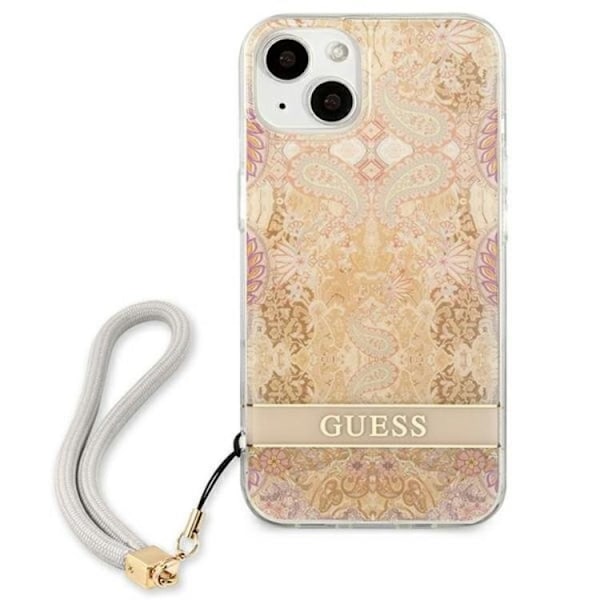 Guess iPhone 13 Mini Skal Flower Strap - Guld Guld
