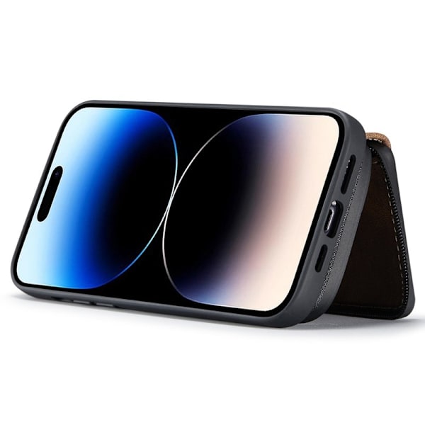 JEEHOOD Mobilskal till iPhone 14 Pro Shockproof KonstLäder Brun