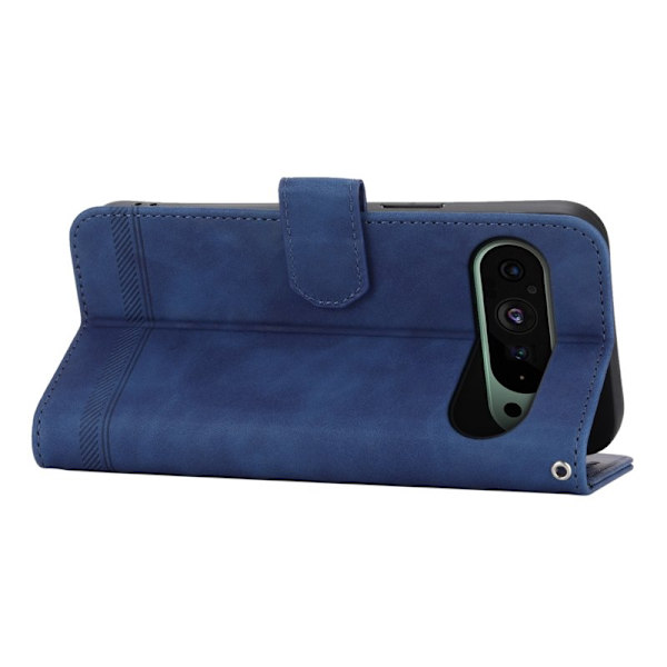 DIERFENG DF-03 Plånboksfodral för Google Pixel 9 - Konstläder - Blå