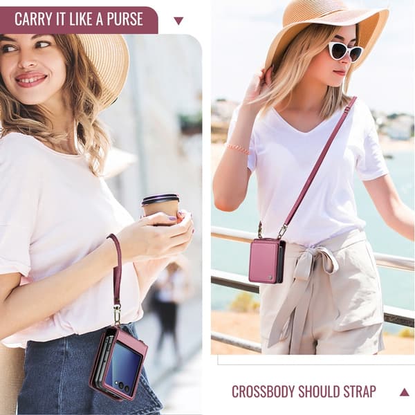 CASEME Galaxy Z Flip 7 Plånboksfodral RFID Blocking C22 - Röd Röd