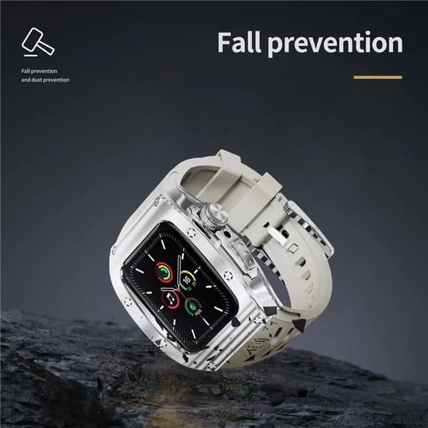 SHELLBOX Apple Watch 45mm Armband Silikon Metal - Vit Vit