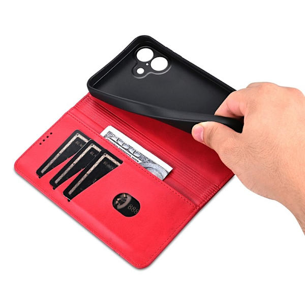 AZNS iPhone 17 Plånboksfodral Konstläder - Röd