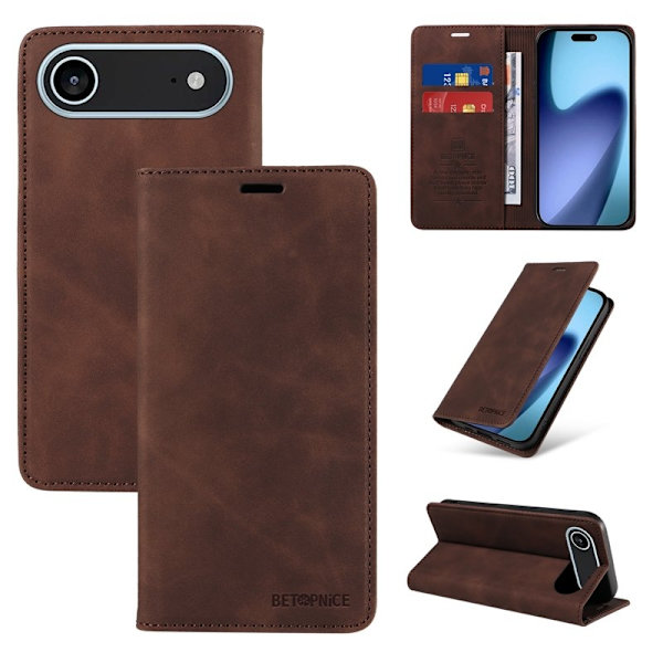 BETOPNICE iPhone Air Plånboksfodral Konstläder - Brun - RFID Blocking Brun
