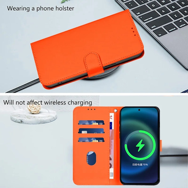 Sony Xperia 10 VII Plånboksfodral Solid Color Konstläder - Orange Orange