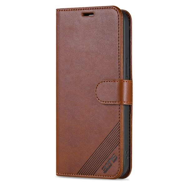 AZNS iPhone 16e Plånboksfodral Anti-Scratch Konstläder - Brun