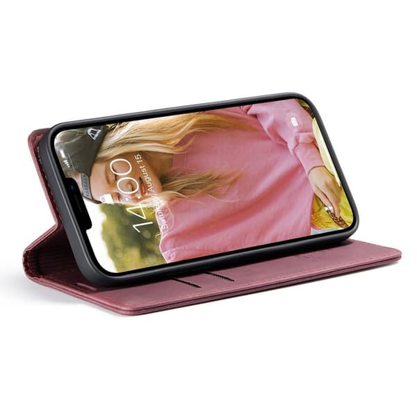 CASEME 013 Design Plånboksfodral i Konstläder för iPhone 13 - Röd