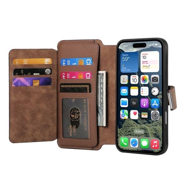 CASENEO MW-02 iPhone 16 Pro Plånboksfodral Konstläder - Brun