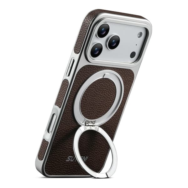 SUTENI Mobilskal till iPhone 17 Pro MagSafe Kickstand Electroplating G6 Brun