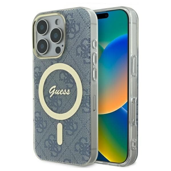 Guess telefontaske til iPhone 16 Pro Max MagSafe IML 4G - Blå Blå
