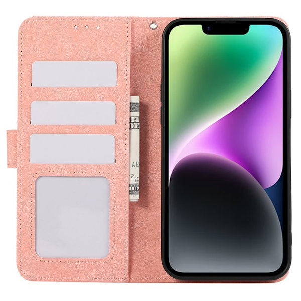 ABEEL iPhone 14 Plus Plånboksfodral KonstLäder RFID-Skydd - Rosa