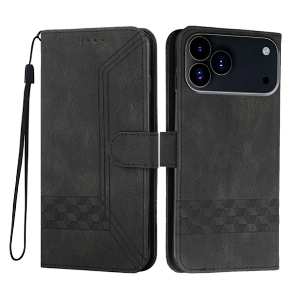 iPhone 17 Pro Max Plånboksfodral Imprint Konstläder - Svart Svart