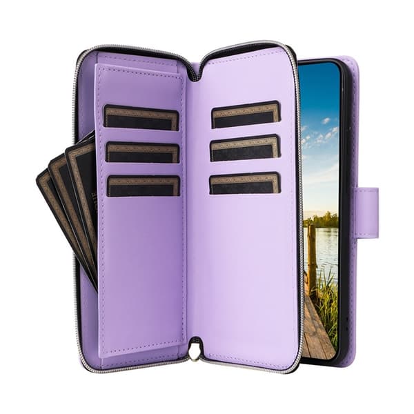 Galaxy A17 / A26 Konstläder Plånboksfodral Med Handledsrem - Lila Lila