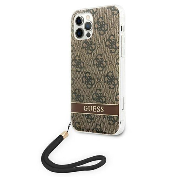 Guess iPhone 12/12 Pro Cover 4G -tulostushihna - ruskea