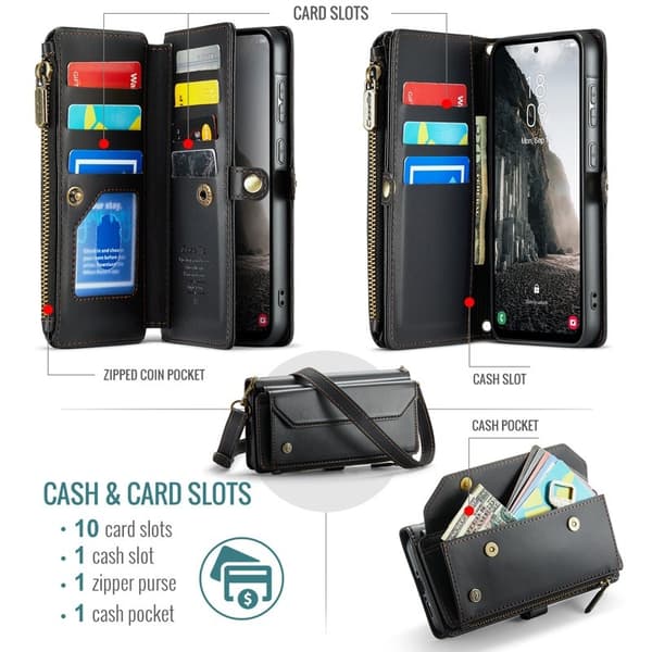 CASEME Plånboksfodral Konstläder för Samsung Galaxy A56 5G - Svart