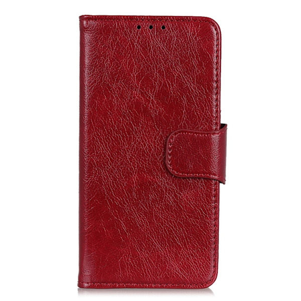 OnePlus 15 5G Plånboksfodral Nappa Texture Äkta läder Röd