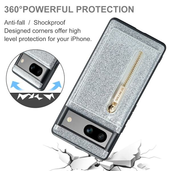 DG.MING M3 Series Mobilskal för Google Pixel 7a Glitter Silver