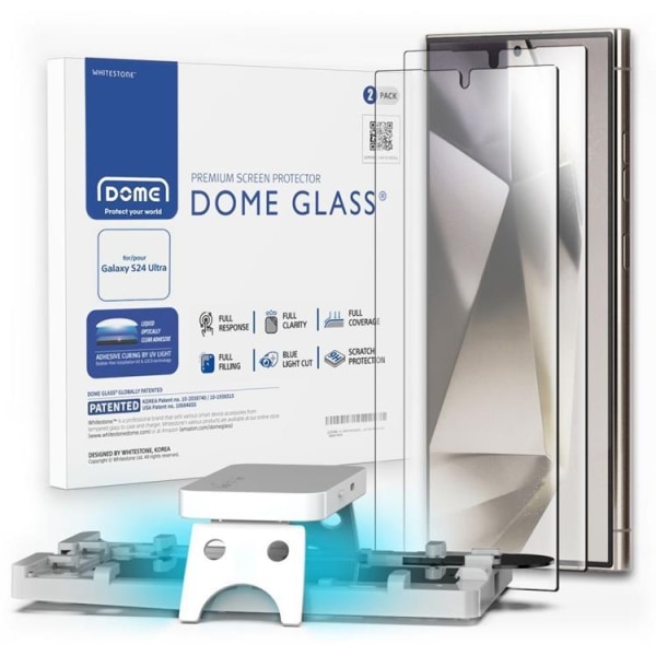 [2-Pack] Whitestone Galaxy S24 Ultra Härdat glas Skärmskydd Dome