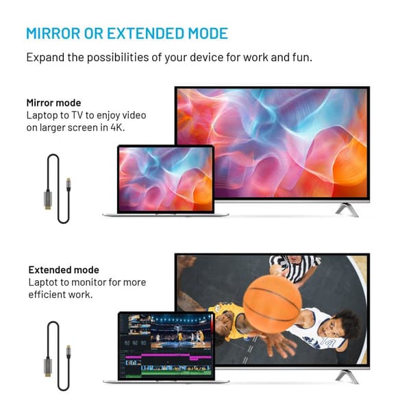 FIXED USB-C / HDMI 4K/60 Hz USB 3.1 Gen2 kabel 2m Svart