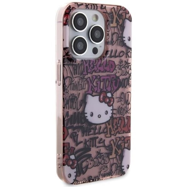 Hello Kitty iPhone 15 Pro Mobilskal IML Tags Graffiti - Rosa
