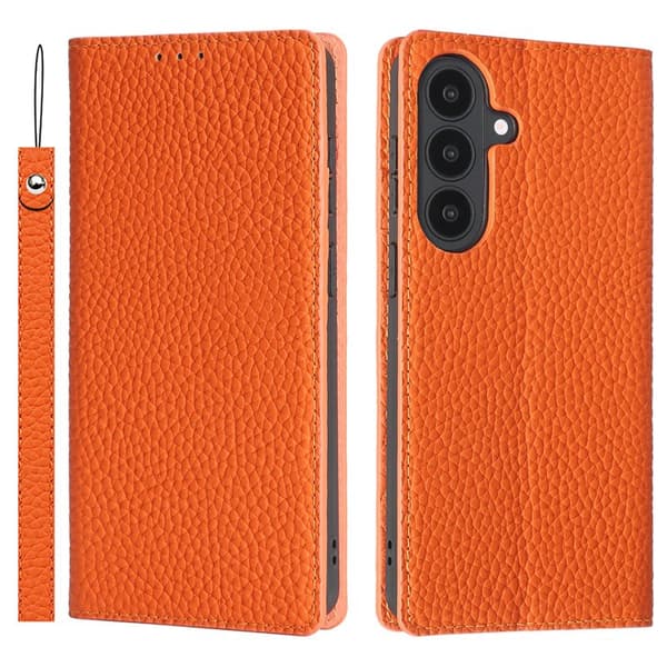Plånboksfodral för Samsung Galaxy S26 Äkta läder - Orange