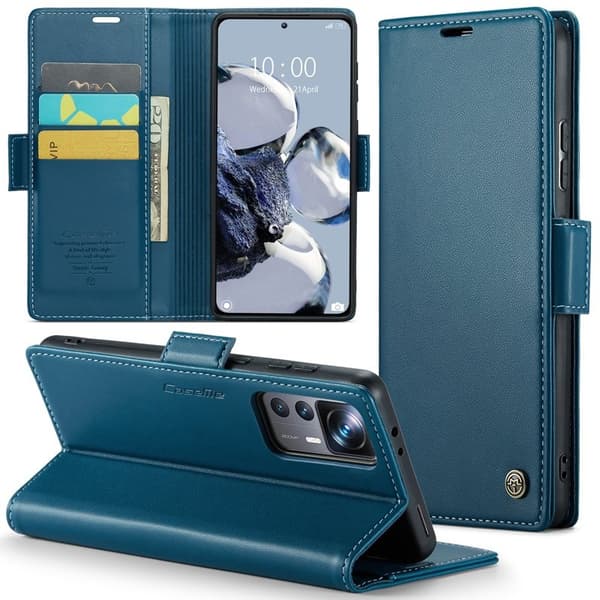 CASEME Plånboksfodral Konstläder för Xiaomi 12T 5G - Blå