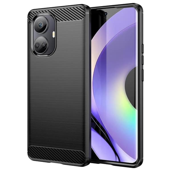 Realme 10 Pro Plus Etui Silikone Kulstof - Sort Svart
