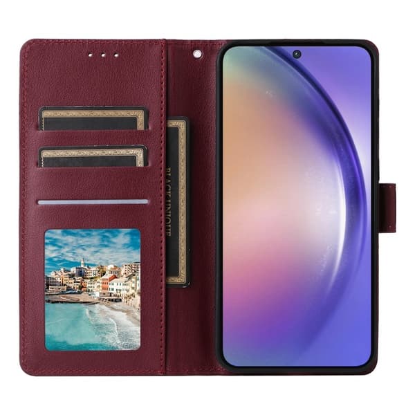 ABEEL Samsung Galaxy A55 5G Plånboksfodral Konstläder - Vinröd