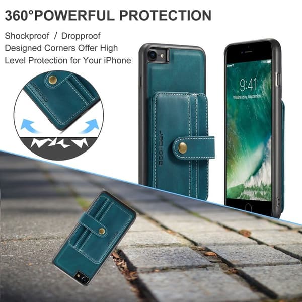 JEEHOOD Mobilskal till iPhone 7/8/SE (2020/2022) Wallet Blå