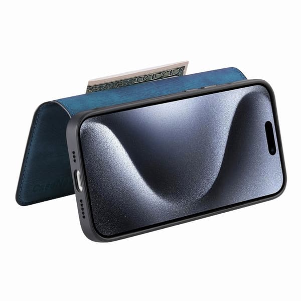 CASENEO MW-03 iPhone 14 Pro Plånboksfodral Konstläder - Blå