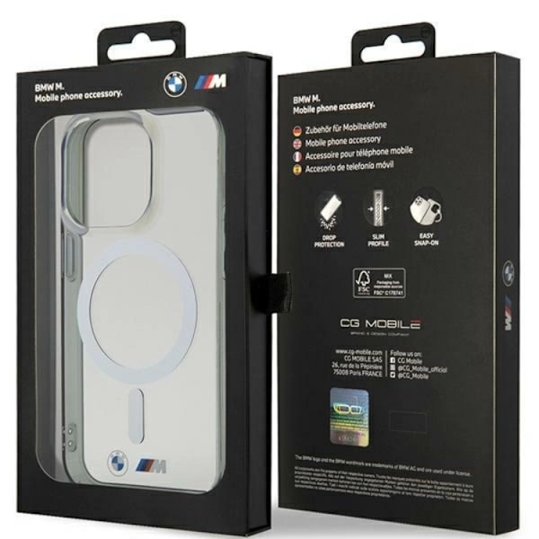 BMW Mobilskal till iPhone 15 Pro Magsafe Silver Ring - Clear Transparent