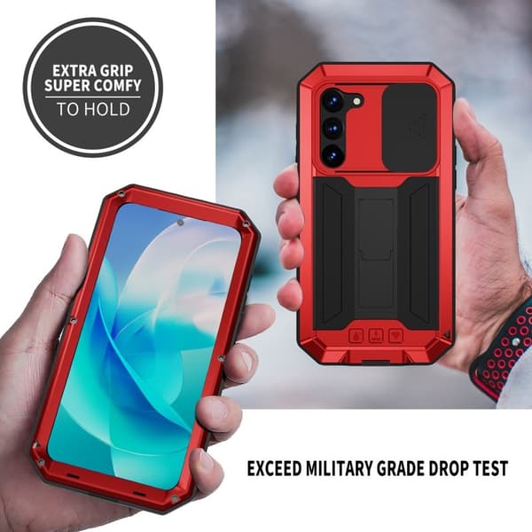 R-JUST Mobilskal till Galaxy S23+ PC+Silicone+Metal Röd